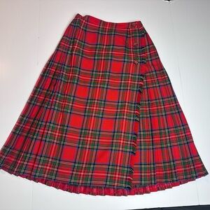 Vintage Aljean Canada Plaid Pleated Maxi Skirt - Wool Blend